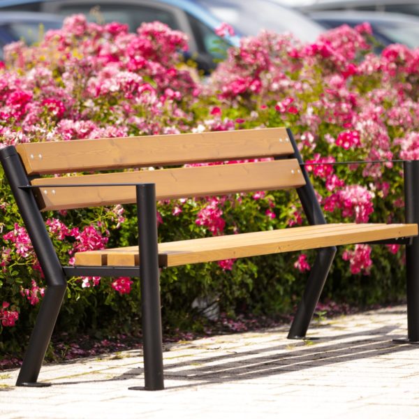 Solidna stalowa ławka parkowa GLADIATOR Z PODŁOKIETNIKIEM