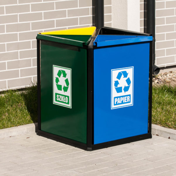 Kosz do segregacji odpadów Bławatek 4x40l Solidny stalowy kosz do segregacji odpadów Bławatek