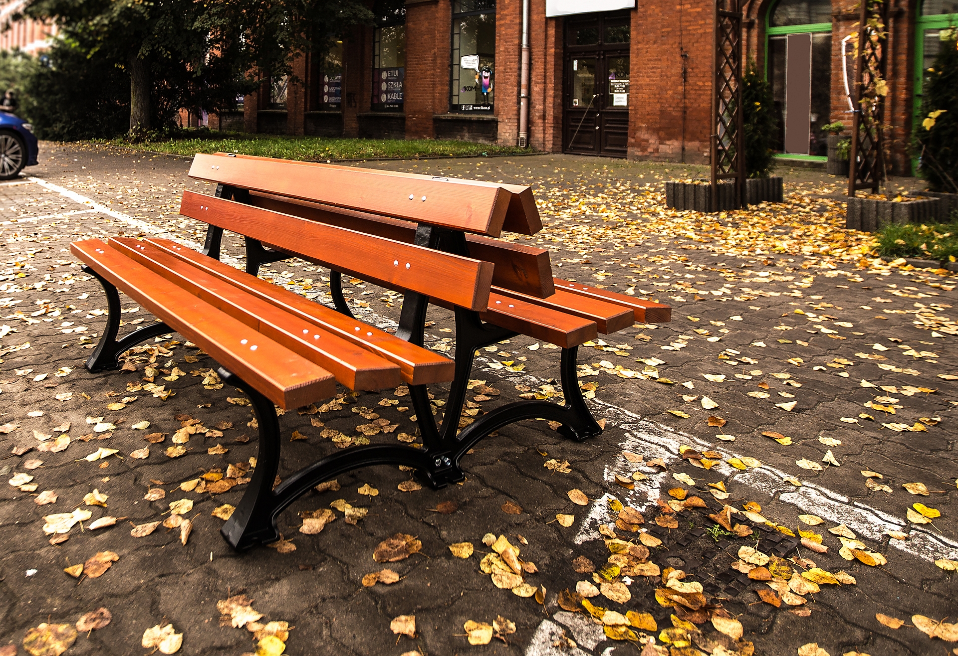 podwójna Solidna żeliwna ławka parkowa Łódzka Solidna żeliwna ławka parkowa Łódzka Duo