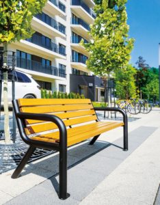 Solidna stalowa ławka parkowa z certyfikatem na place zabaw Viking Bis ławki parkowe