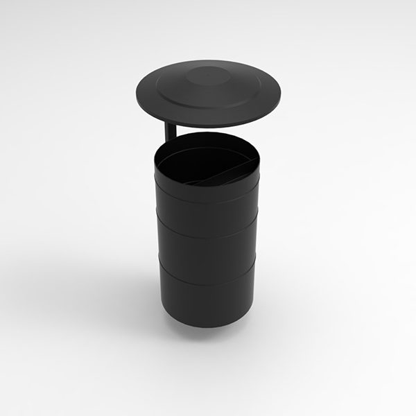 Kosz Miejski z daszkiem na ścianę 30l kosz miejski z daszkiem na sciane render