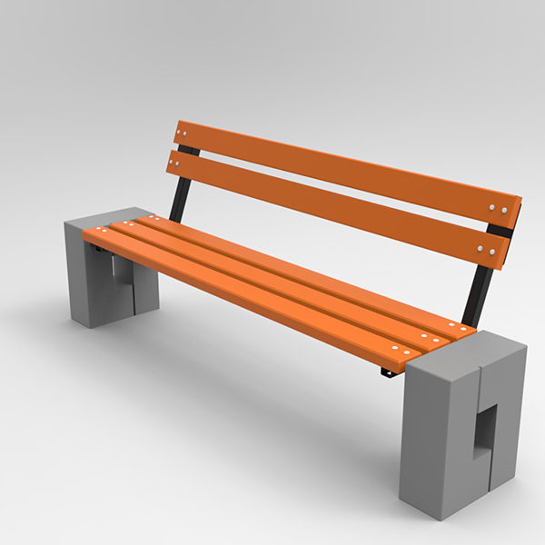 Ławka parkowa Roma z oparciem parkowa Lawka betnowa Roma render