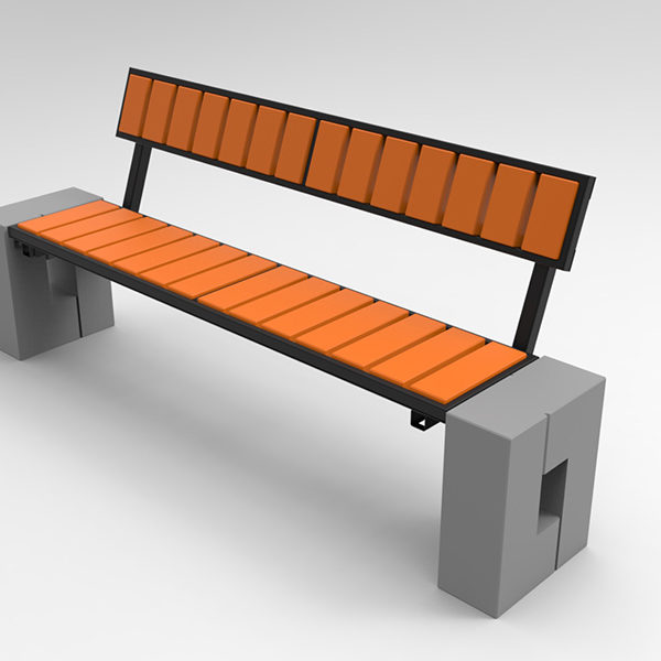 Ławka parkowa Roma Prestige z oparciem parkowa Lawka betonowa Roma Prestige render