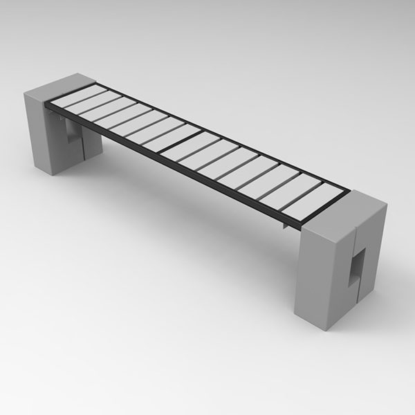 Ławka parkowa Roma WPC bez oparcia parkowa Lawka betonowa Roma WPC bez oparcia render