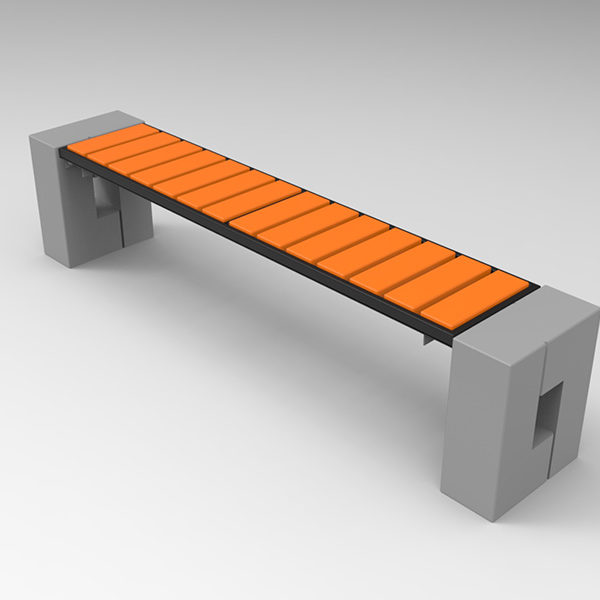 Ławka parkowa Roma Prestige bez oparcia parkowa Lawka betonowa roma prestige bez oparcia render