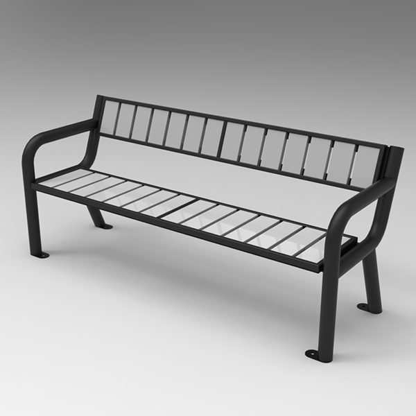 Ławka parkowa Viking WPC parkowa Lawka stalowa Viking WPC render