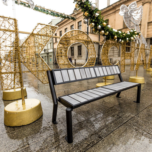 Ławka parkowa Gladiator WPC parkowa Lawka stalowa gladiator WPC 1