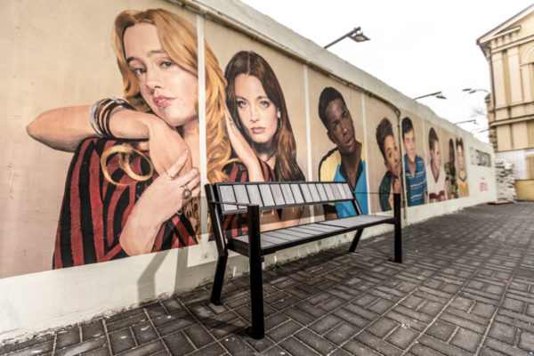 parkowa Lawka stalowa gladiator WPC z podlokietnikiem ławka parkowa gladiator WPC z podłokietnikiem