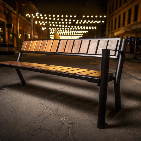 Ławka parkowa Gladiator Prestige z podłokietnikiem parkowa Lawka stalowa gladiator prestige z podlokietnikiem 1