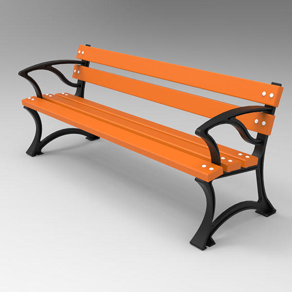 parkowa Lawka zeliwna lodzka z podlokietnikiem render