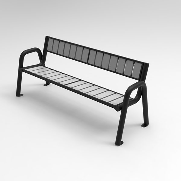 Ławka parkowa Spartan WPC parkowa lawka stalowa Spartan WPC Render