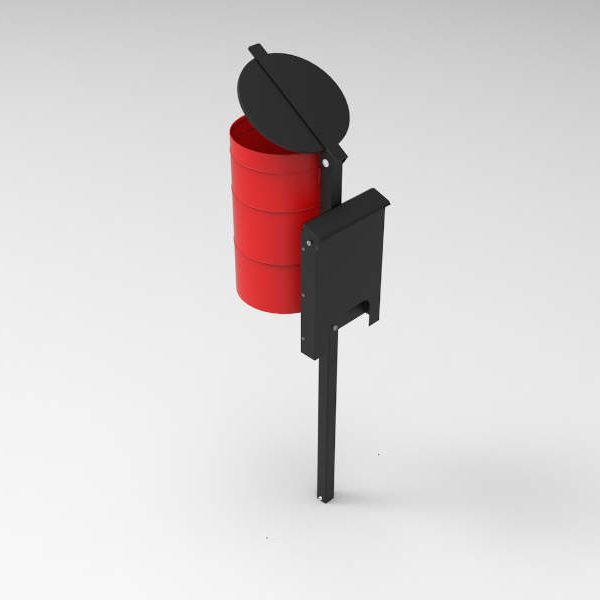 Słupek do Dystrybutora 100cm kosz na psie odchody tobi z dystrybutorem render