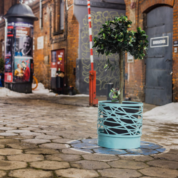 Donica miejska Walencja 46l Walencja miejska, stalowa donica ogrodowa z plastikowym wkładem 46 litrów